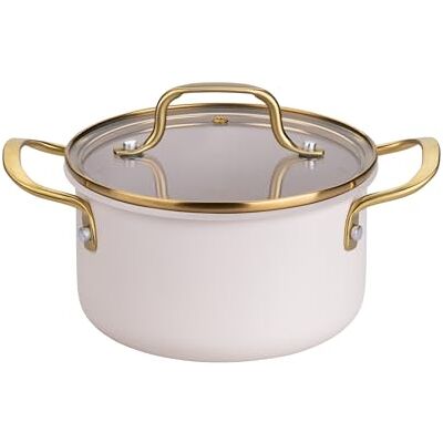 FACKELMANN x Pamela Reif Kochtopf mit Deckel Ø 16 cm – Aus recyceltem Aluminium, Pastell-Beige, 1700ml, Für Gas-, Ceran- und Elektroherde, Nicht Induktionsgeeignet PFAS-freie Antihaftbeschichtung FACKELMANN x Pamela Reif Kochtopf mit Deckel Ø 16 cm – Aus recyceltem Aluminium, Pastell-Beige, 1700ml, Für Gas-, Ceran- und Elektroherde, Nicht Induktionsgeeignet PFAS-freie Antihaftbeschichtung