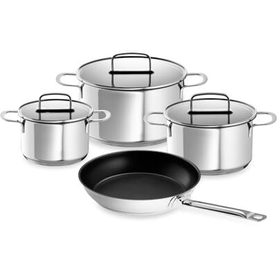 Schulte-Ufer Topfset Industar, 4tlg., Edelstahl, inkl. Testsieger Bratpfanne Industar DIAMAS-Pro (163059-28), Induktion Schulte-Ufer Topfset Industar, 4tlg., Edelstahl, inkl. Testsieger Bratpfanne Industar DIAMAS-Pro (163059-28), Induktion