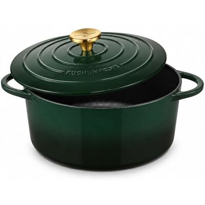 KÜCHENPROFI Bratentopf Provence mit Deckel aus Gusseisen in der Farbe Racing Green Fassungsvermögen 5,3L, Maße: 26cm x 12cm, 04 0100 11 26 KÜCHENPROFI Bratentopf Provence mit Deckel aus Gusseisen in der Farbe Racing Green Fassungsvermögen 5,3L, Maße: 26cm x 12cm, 04 0100 11 26