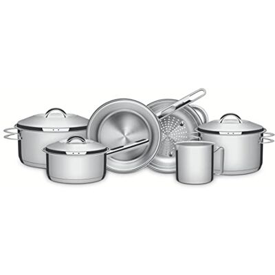 Tramontina 6-teiliges Kochgeschirr-Set aus Edelstahl für Induktion, Elektro, Gas und Glaskeramikherd, Kochgeschirr, Küche, 65510200 Tramontina 6-teiliges Kochgeschirr-Set aus Edelstahl für Induktion, Elektro, Gas und Glaskeramikherd, Kochgeschirr, Küche, 65510200