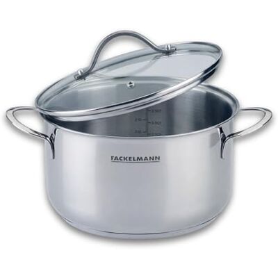 FACKELMANN Lara Fleischtopf mit Deckel, Ø 20 cm – Aus hochwertigem Edelstahl, zum Kochen, Erwärmen & Schmoren, Ergonomischer Griff Hitzebeständig bis 220 °C, Spülmaschinengeeignet FACKELMANN Lara Fleischtopf mit Deckel, Ø 20 cm – Aus hochwertigem Edelstahl, zum Kochen, Erwärmen & Schmoren, Ergonomischer Griff Hitzebeständig bis 220 °C, Spülmaschinengeeignet