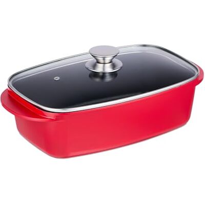 Relaxdays Backofen-Rostbräter 5L Glasdeckel Relaxdays Backofen-Rostbräter 5L Glasdeckel
