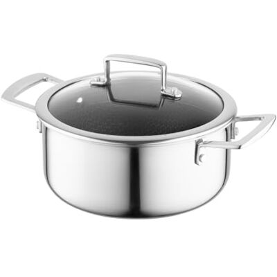 Florina ARISTO Edelstahltopf mit Glasdeckel 4,5l 24 cm Durchmesser Für Induktions-, Gas-, Elektro-, Ceranherd Mit Wabeneffekt Sie können es im Ofen backen Hitzebeständiger Deckel Florina ARISTO Edelstahltopf mit Glasdeckel 4,5l 24 cm Durchmesser Für Induktions-, Gas-, Elektro-, Ceranherd Mit Wabeneffekt Sie können es im Ofen backen Hitzebeständiger Deckel