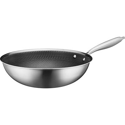 MÄSER Hestia, Wok 30 cm, Edelstahl keramikbeschichtet mit Wabenstruktur, Silber/Schwarz MÄSER Hestia, Wok 30 cm, Edelstahl keramikbeschichtet mit Wabenstruktur, Silber/Schwarz