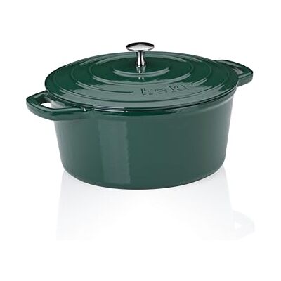 kela Bräter Gusseisen rund 4,6 Liter, Dutch Oven CALIDO, Induktion Gussbräter mit Deckel, Gusseisen Topf Brot backen, emailliert, grün kela Bräter Gusseisen rund 4,6 Liter, Dutch Oven CALIDO, Induktion Gussbräter mit Deckel, Gusseisen Topf Brot backen, emailliert, grün