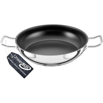 Schulte-Ufer GastroSUS Industar PLUS Schmorpfanne mit UniverSUS Oberflächenstruktur, ohne PFAS/PTFE, 163151-28, Edelstahlpfanne Induktion, 28 cm Schulte-Ufer GastroSUS Industar PLUS Schmorpfanne mit UniverSUS Oberflächenstruktur, ohne PFAS/PTFE, 163151-28, Edelstahlpfanne Induktion, 28 cm