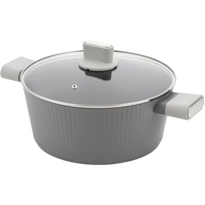 Florina Aluminiumtopf Serrano 6,1 l 28 cm I Töpfe mit Soft-Touch-Griffen I Leichter und langlebiger Topf I Antihaftbeschichtung I Geriffelte Struktur Kochtopf mit elegantem Design Florina Aluminiumtopf Serrano 6,1 l 28 cm I Töpfe mit Soft-Touch-Griffen I Leichter und langlebiger Topf I Antihaftbeschichtung I Geriffelte Struktur Kochtopf mit elegantem Design