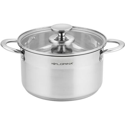 Florina Edelstahl Topf 6 l 24 cm Durchmesser I Energiesparender Kochtopf FALCON I Topf mit Glasdeckel und Messskala I 3-lagiger Boden gleichmäßige Wärmeverteilung I Ideal für alle Herdarten Florina Edelstahl Topf 6 l 24 cm Durchmesser I Energiesparender Kochtopf FALCON I Topf mit Glasdeckel und Messskala I 3-lagiger Boden gleichmäßige Wärmeverteilung I Ideal für alle Herdarten