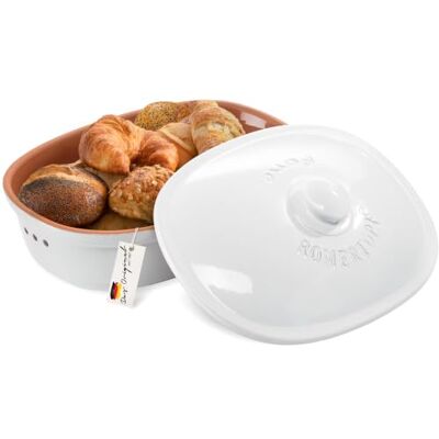 Romertopf Römertopf Brottopf oval MAXI 6,5 L Brotkasten Keramik XXL, Weiß 40 x 28 x 20 cm, Platz für Baguette und Wochenvorrat, atmungsaktive Keramik mit Deckel, spülmaschinengeeignet Romertopf Römertopf Brottopf oval MAXI 6,5 L Brotkasten Keramik XXL, Weiß 40 x 28 x 20 cm, Platz für Baguette und Wochenvorrat, atmungsaktive Keramik mit Deckel, spülmaschinengeeignet