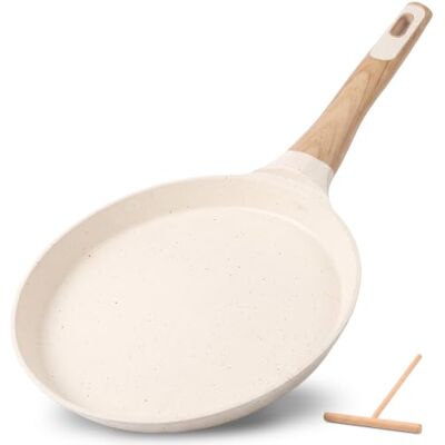 NutriChef Crepe Pfanne 23 cm Induktion Antihaft Weiß – Pfannkuchenpfanne Marmorbeschichtet Aluminium mit Holzspatel für Pancake Crepes PFOA Frei Leicht Reinigung, Alle Herdarten NutriChef Crepe Pfanne 23 cm Induktion Antihaft Weiß – Pfannkuchenpfanne Marmorbeschichtet Aluminium mit Holzspatel für Pancake Crepes PFOA Frei Leicht Reinigung, Alle Herdarten