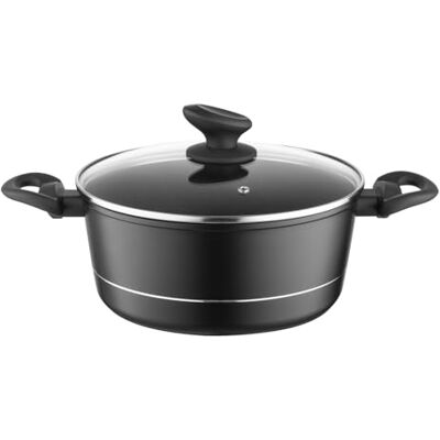 Florina Aluminium Topf (4 l) 24 cm I Kochtopf DELUX mit Glasdeckel I Messbecher & Antikratz-Beschichtung I Topf mit Induktionsboden I Geeignet für Induktionsherd, Gasherd und Elektroherd (Schwarz) Florina Aluminium Topf (4 l) 24 cm I Kochtopf DELUX mit Glasdeckel I Messbecher & Antikratz-Beschichtung I Topf mit Induktionsboden I Geeignet für Induktionsherd, Gasherd und Elektroherd (Schwarz)