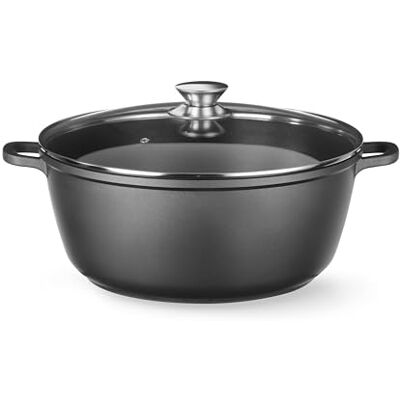 HENDI Kasserole, mit Deckel, geeignet für alle Herdarten, flacher Boden, backofenfest, Antihaftbeschichtung, Kochtopf, Servierpfanne, Bratpfanne, 7L, 367x290x(H)122mm, Aluminiumdruckguss HENDI Kasserole, mit Deckel, geeignet für alle Herdarten, flacher Boden, backofenfest, Antihaftbeschichtung, Kochtopf, Servierpfanne, Bratpfanne, 7L, 367x290x(H)122mm, Aluminiumdruckguss