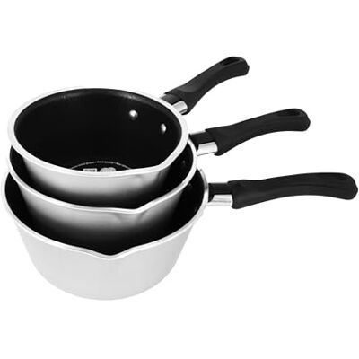Zanetti , 3er-Set Antihaft-Kasserolle, konisch, Durchmesser 12 cm, 14 cm, 16 cm, Kasserollen mit Ausgießer aus lebensmittelechtem Aluminium, hergestellt in Italien Zanetti , 3er-Set Antihaft-Kasserolle, konisch, Durchmesser 12 cm, 14 cm, 16 cm, Kasserollen mit Ausgießer aus lebensmittelechtem Aluminium, hergestellt in Italien