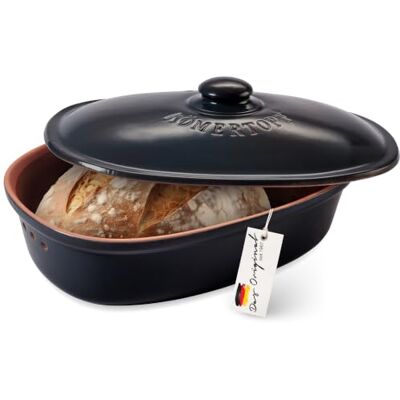 Romertopf Römertopf Brottopf oval MEDI 2,3 L Brotkasten Keramik klein, Schwarz 30 x 21 x 15 cm, kompakt für 1–2 Personen, atmungsaktive Keramik mit Deckel, spülmaschinengeeignet, seit 1967 Romertopf Römertopf Brottopf oval MEDI 2,3 L Brotkasten Keramik klein, Schwarz 30 x 21 x 15 cm, kompakt für 1–2 Personen, atmungsaktive Keramik mit Deckel, spülmaschinengeeignet, seit 1967
