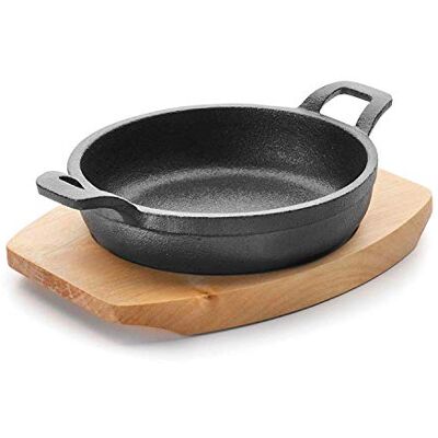 LACOR 25872 Pfanne mit Holzbehaelter Magma Durchmesser 15 cm, Gusseisen, schwarz, 23 x 16 x 7 cm LACOR 25872 Pfanne mit Holzbehaelter Magma Durchmesser 15 cm, Gusseisen, schwarz, 23 x 16 x 7 cm