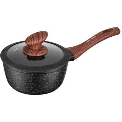 Florina Aluminium-Kasserolle MASTER BLACK V2 16 cm 1L Antihaftbeschichtung Für alle Herdarten inkl. Induktion Ergonomischer Soft-Touch-Griff Deckel mit Silikonrand Florina Aluminium-Kasserolle MASTER BLACK V2 16 cm 1L Antihaftbeschichtung Für alle Herdarten inkl. Induktion Ergonomischer Soft-Touch-Griff Deckel mit Silikonrand