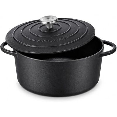 KÜCHENPROFI Bratentopf PROVENCE rund emailliertes Gusseisen mit Deckel schwarz, für alle Herdarten und Induktion, energiesparend, aromaschonend Fassungsvermögen: 5,3l, Durchmesser: 26 cm, 401001026 KÜCHENPROFI Bratentopf PROVENCE rund emailliertes Gusseisen mit Deckel schwarz, für alle Herdarten und Induktion, energiesparend, aromaschonend Fassungsvermögen: 5,3l, Durchmesser: 26 cm, 401001026