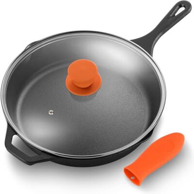 NutriChef Gusseisen Grillpfanne Induktion – Lodge Cast Iron, Grill Pan – Eisenpfanne Perfekt als Steakpfanne, Voreingebrannte Bratpfanne aus Gusseisen, Antihaftbeschichtete Grill Pfanne aus Eisen 30cm NutriChef Gusseisen Grillpfanne Induktion – Lodge Cast Iron, Grill Pan – Eisenpfanne Perfekt als Steakpfanne, Voreingebrannte Bratpfanne aus Gusseisen, Antihaftbeschichtete Grill Pfanne aus Eisen 30cm