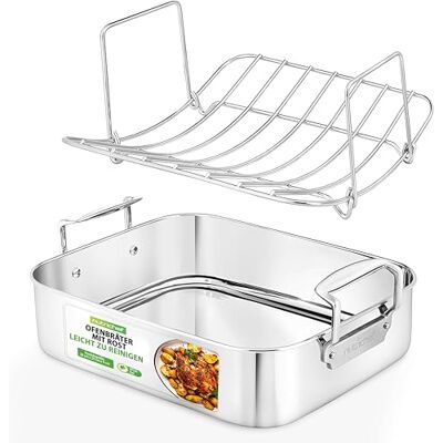 NutriChef Bräter, 38x29.5cm- Bräter mit Deckel- & Breitem Griff, Schmortopf- für Backofen & Spülmaschinen geeignet, Ideal für Zarten, Braten, Tiefe Gerichte & Mehr, Silber NutriChef Bräter, 38x29.5cm- Bräter mit Deckel- & Breitem Griff, Schmortopf- für Backofen & Spülmaschinen geeignet, Ideal für Zarten, Braten, Tiefe Gerichte & Mehr, Silber