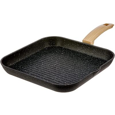 ALLUFLON Etnea Wood Edition Grillpfanne, Aluminium, schwarz, 28/28 cm ALLUFLON Etnea Wood Edition Grillpfanne, Aluminium, schwarz, 28/28 cm