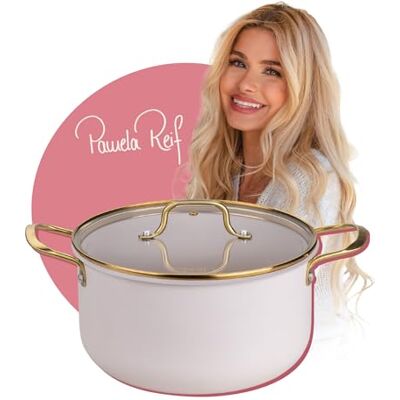 FACKELMANN x Pamela Reif Kochtopf mit Deckel Ø 24 cm – aus recyceltem Aluminium, pastell-beige, 5510 ml, PFAS_freie keramische Beschichtung, für alle Herdarten geeignet FACKELMANN x Pamela Reif Kochtopf mit Deckel Ø 24 cm – aus recyceltem Aluminium, pastell-beige, 5510 ml, PFAS_freie keramische Beschichtung, für alle Herdarten geeignet