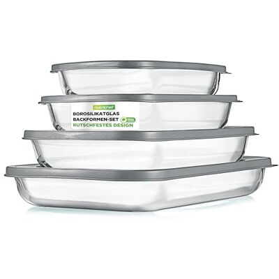 NutriChef Auflaufform mit Deckel Glas 8-teilig – Frischhaltedosen Borosilikatglas Backform Stapelbar Spülmaschinenfest NutriChef Auflaufform mit Deckel Glas 8-teilig – Frischhaltedosen Borosilikatglas Backform Stapelbar Spülmaschinenfest