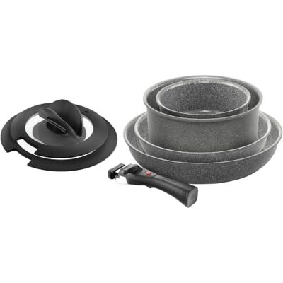 BALLARINI Torre Kochgeschirr-Set, 7 tlg, Abnehmbarer Griff, Keramikbeschichtung, Induktion, (2 Pfannen, 2 Töpfe, 2 Deckel, 1 Griff), Aluminium BALLARINI Torre Kochgeschirr-Set, 7 tlg, Abnehmbarer Griff, Keramikbeschichtung, Induktion, (2 Pfannen, 2 Töpfe, 2 Deckel, 1 Griff), Aluminium
