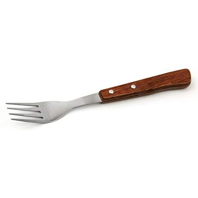 Nirosta Gabel aus Edelstahl mit Holzgriff, 20 x 2,5 x 1 cm, Farbe Edelstahl und Braun, 1 Stück Nirosta Gabel aus Edelstahl mit Holzgriff, 20 x 2,5 x 1 cm, Farbe Edelstahl und Braun, 1 Stück