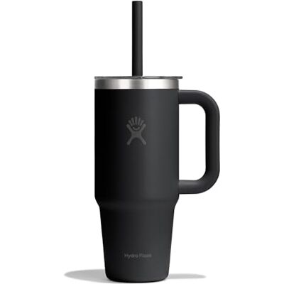 Hydro Flask – Travel Tumbler 710 ml (24 oz) Mit klarem Press-In-Strohhalmdeckel – Edelstahl – Doppelwand-Vakuumisolierung – Spritzfest – Black Hydro Flask – Travel Tumbler 710 ml (24 oz) Mit klarem Press-In-Strohhalmdeckel – Edelstahl – Doppelwand-Vakuumisolierung – Spritzfest – Black