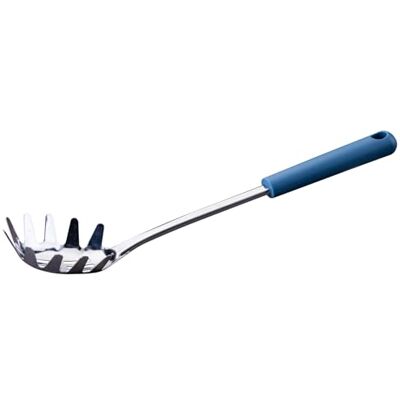FACKELMANN Spaghettilöffel Essential aus Edelstahl mit ergonomischem dunkelblauem Griff, Ideal für Spaghetti & Linguine, Spülmaschinengeeignet FACKELMANN Spaghettilöffel Essential aus Edelstahl mit ergonomischem dunkelblauem Griff, Ideal für Spaghetti & Linguine, Spülmaschinengeeignet