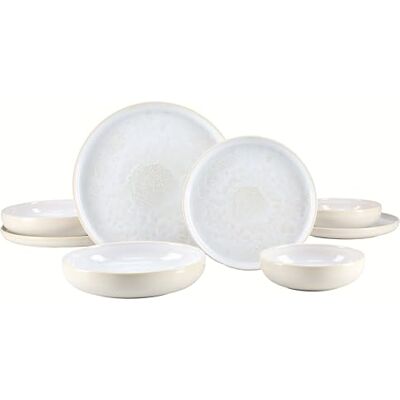 Creatable , 25395, Serie Yuki Weiss, 8-teiliges Geschirrset für 2 Personen, Tellerset aus Steinzeug, spülmaschinen- und mikrowellengeeignet, Made in Portugal Creatable , 25395, Serie Yuki Weiss, 8-teiliges Geschirrset für 2 Personen, Tellerset aus Steinzeug, spülmaschinen- und mikrowellengeeignet, Made in Portugal