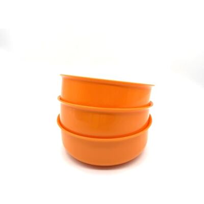 Kimmel 3 Stück Schüssel Schale Bowl 750 ml Müslischale Suppenteller Suppenschüssel Salatschüssel, Kunststoffschüssel, aus Kunststoff, Mehrweggeschirr, Farbe orange Kimmel 3 Stück Schüssel Schale Bowl 750 ml Müslischale Suppenteller Suppenschüssel Salatschüssel, Kunststoffschüssel, aus Kunststoff, Mehrweggeschirr, Farbe orange