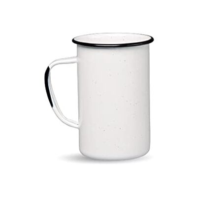 WARMCOOK Graniteware Großer Becher aus emailliertem Stahl, 620 ml, Vintage-Stil, Weiß WARMCOOK Graniteware Großer Becher aus emailliertem Stahl, 620 ml, Vintage-Stil, Weiß