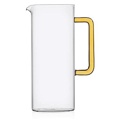 Ichendorf Milano Krug mit gelbem Griff, Kollektion Tube, 120 cl, Borosilikatglas, handgefertigt Ichendorf Milano Krug mit gelbem Griff, Kollektion Tube, 120 cl, Borosilikatglas, handgefertigt