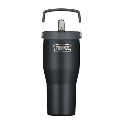 Thermos REFRESHING SERIES Isolier-Trinkbecher 0,85l, schwarz matt, Tumbler mit Flip-Strohhalm und Griff für unterwegs, Arbeit oder zu Hause, geschmacksneutraler doppelwandiger Edelstahl Thermos REFRESHING SERIES Isolier-Trinkbecher 0,85l, schwarz matt, Tumbler mit Flip-Strohhalm und Griff für unterwegs, Arbeit oder zu Hause, geschmacksneutraler doppelwandiger Edelstahl