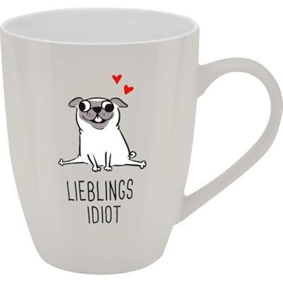 GRUSS & CO Becher mit Motiv "Lieblingsidiot" Tasse mit Spruch, New Bone China Porzellan, 35 cl, mit Geschenkbaderole lustiges Geschenk, Geburtstag 74209 GRUSS & CO Becher mit Motiv "Lieblingsidiot" Tasse mit Spruch, New Bone China Porzellan, 35 cl, mit Geschenkbaderole lustiges Geschenk, Geburtstag 74209