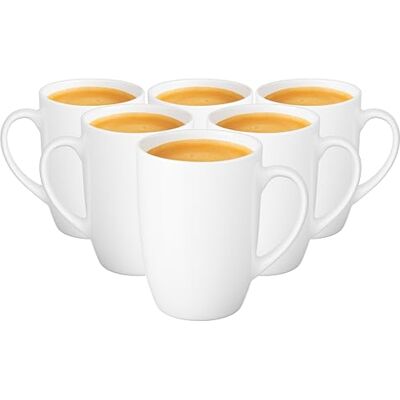 Glasmark KROSNO 1992 Tasse Set 6 Stück Kaffeetassen Keramik Tassen Teetasse Groß 590 ml Weiß Glasmark KROSNO 1992 Tasse Set 6 Stück Kaffeetassen Keramik Tassen Teetasse Groß 590 ml Weiß