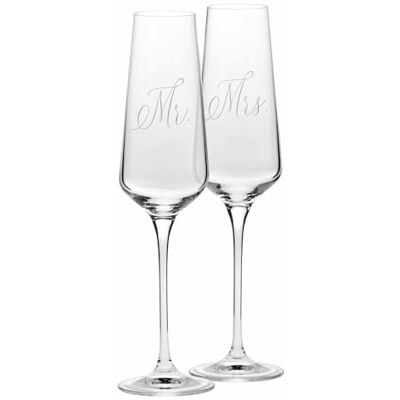 Krosno Champagnergläser Mr & Mrs 2er Set 180 ml Prosecco-Sekt gläser handgefertigt aus bleifreiem Kristallglas, matt weiß verziert Hochzeitsgläser als Geschenk für Paare Krosno Champagnergläser Mr & Mrs 2er Set 180 ml Prosecco-Sekt gläser handgefertigt aus bleifreiem Kristallglas, matt weiß verziert Hochzeitsgläser als Geschenk für Paare