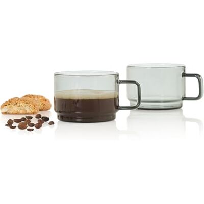 AdHoc TK81 Impact Kaffeetassen Set, 2 Stück à 300 ml, stapelbar, mundgeblasenes Borosilikatglas, hitzebeständig & geschmacksneutral, spülmaschinengeeignet, Glas-Tassen für Kaffee & Tee AdHoc TK81 Impact Kaffeetassen Set, 2 Stück à 300 ml, stapelbar, mundgeblasenes Borosilikatglas, hitzebeständig & geschmacksneutral, spülmaschinengeeignet, Glas-Tassen für Kaffee & Tee