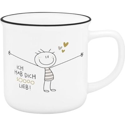 Sheepworld H:) PPY life Becher mit Motiv "Hab dich so lieb" Becher mit schwarzem Trinkrand, 35 cl, Höhe 8,4 cm lustiges Geschenk, für Freunde 74488 Sheepworld H:) PPY life Becher mit Motiv "Hab dich so lieb" Becher mit schwarzem Trinkrand, 35 cl, Höhe 8,4 cm lustiges Geschenk, für Freunde 74488