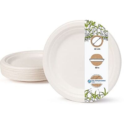 GREENBOX Umweltverträgliches Bagasse Geschirr Einweg I 50 Stück Zuckerrohr Teller weiß rund gebleicht 22 cm I Bio Einweggeschirr Speiseteller Einwegteller Partyteller Einmalgeschirr GREENBOX Umweltverträgliches Bagasse Geschirr Einweg I 50 Stück Zuckerrohr Teller weiß rund gebleicht 22 cm I Bio Einweggeschirr Speiseteller Einwegteller Partyteller Einmalgeschirr