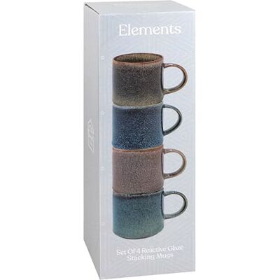 Lesser & Pavey Elements LP73793 Tassen-Set mit reaktiver Glasur, 4 Stück, für Küche und Zuhause, stilvolles Geschirrbecher-Set für jeden Anlass, schönes Kaffeetassen-Set für Herren, Geschenke und Lesser & Pavey Elements LP73793 Tassen-Set mit reaktiver Glasur, 4 Stück, für Küche und Zuhause, stilvolles Geschirrbecher-Set für jeden Anlass, schönes Kaffeetassen-Set für Herren, Geschenke und