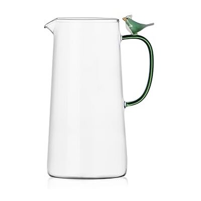Ichendorf Milano Krug Vogel, Kollektion Birds, 150 cl, Grün, Borosilikatglas, handgefertigt Ichendorf Milano Krug Vogel, Kollektion Birds, 150 cl, Grün, Borosilikatglas, handgefertigt