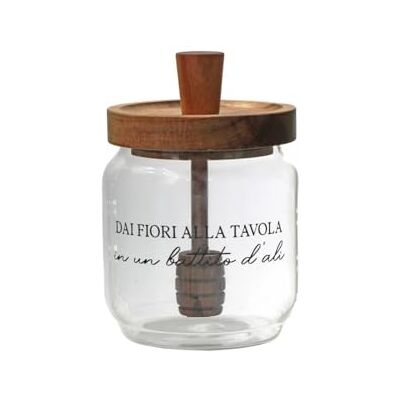 LA PORCELLANA BIANCA I Garbati Honigtopf mit Honigservierer 400 ml, Borosilikatglas LA PORCELLANA BIANCA I Garbati Honigtopf mit Honigservierer 400 ml, Borosilikatglas