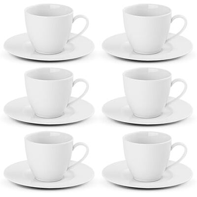 Gerlach 1760 Kaffeetassen Set Cappuccino Tassen Kaffeeservice mit Untertassen für 6 Personen Porzellan Modern New Weiß 185 ml Gerlach 1760 Kaffeetassen Set Cappuccino Tassen Kaffeeservice mit Untertassen für 6 Personen Porzellan Modern New Weiß 185 ml