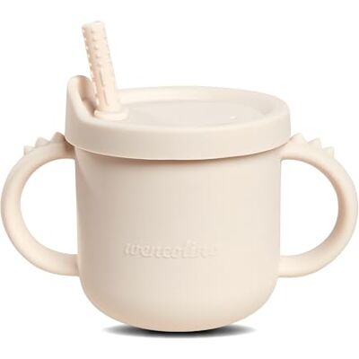 wencolino 2 in 1 Trinkbecher Kinder und Snackbecher „Dino“ aus lebensmittelechtem Silikon Trinklernbecher für Kinder – Maße B 13cm, H 8cm, L 8,5cm, Füllmenge 210ml – Silikon Trinkbecher Baby beige wencolino 2 in 1 Trinkbecher Kinder und Snackbecher „Dino“ aus lebensmittelechtem Silikon Trinklernbecher für Kinder – Maße B 13cm, H 8cm, L 8,5cm, Füllmenge 210ml – Silikon Trinkbecher Baby beige