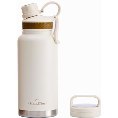 GRANDTIES 946ml Reise Wasserflasche Wide Mouth Vakuum Isolierte Wasserflasche mit Zwei Stil Deckeln, kälteste Wasserflasche für Männer, Hydroflaschen für Frauen Elfenbein Weiß GRANDTIES 946ml Reise Wasserflasche Wide Mouth Vakuum Isolierte Wasserflasche mit Zwei Stil Deckeln, kälteste Wasserflasche für Männer, Hydroflaschen für Frauen Elfenbein Weiß