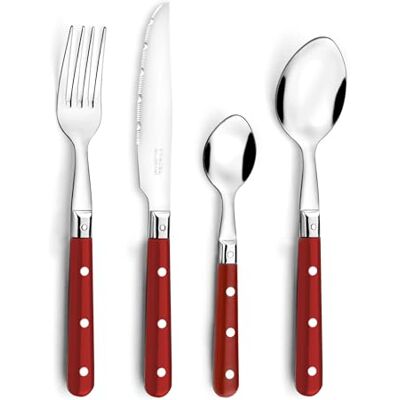Pradel Essentiel Bistro-Club Tafelbesteck 24-teilig für 6 Personen – Edelstahl 18/0, Standard-Finish – Rot Pradel Essentiel Bistro-Club Tafelbesteck 24-teilig für 6 Personen – Edelstahl 18/0, Standard-Finish – Rot