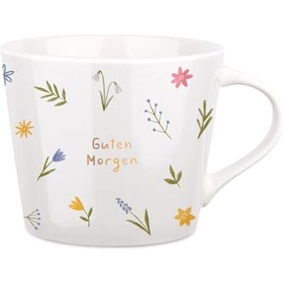 Grafik-Werkstatt Kaffee-Tasse mit 100% Echtgold Porzellan Tasse 420 ml Guten Morgen, Weiß-schwarz Grafik-Werkstatt Kaffee-Tasse mit 100% Echtgold Porzellan Tasse 420 ml Guten Morgen, Weiß-schwarz