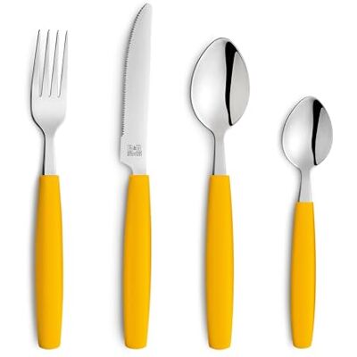 Beckmann & Rommerskirchen VALOA Besteck Set 4 Personen 16-teilig Gelb Spülmaschinenfest Hochglanzpoliert Essbesteck: 4x Messer, Gabel, Esslöffel, Kaffeelöffel Beckmann & Rommerskirchen VALOA Besteck Set 4 Personen 16-teilig Gelb Spülmaschinenfest Hochglanzpoliert Essbesteck: 4x Messer, Gabel, Esslöffel, Kaffeelöffel